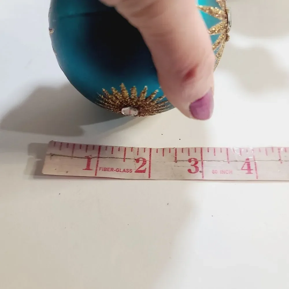 Bundle lot of Blue Gold Brown Glitter Christmas Ornaments